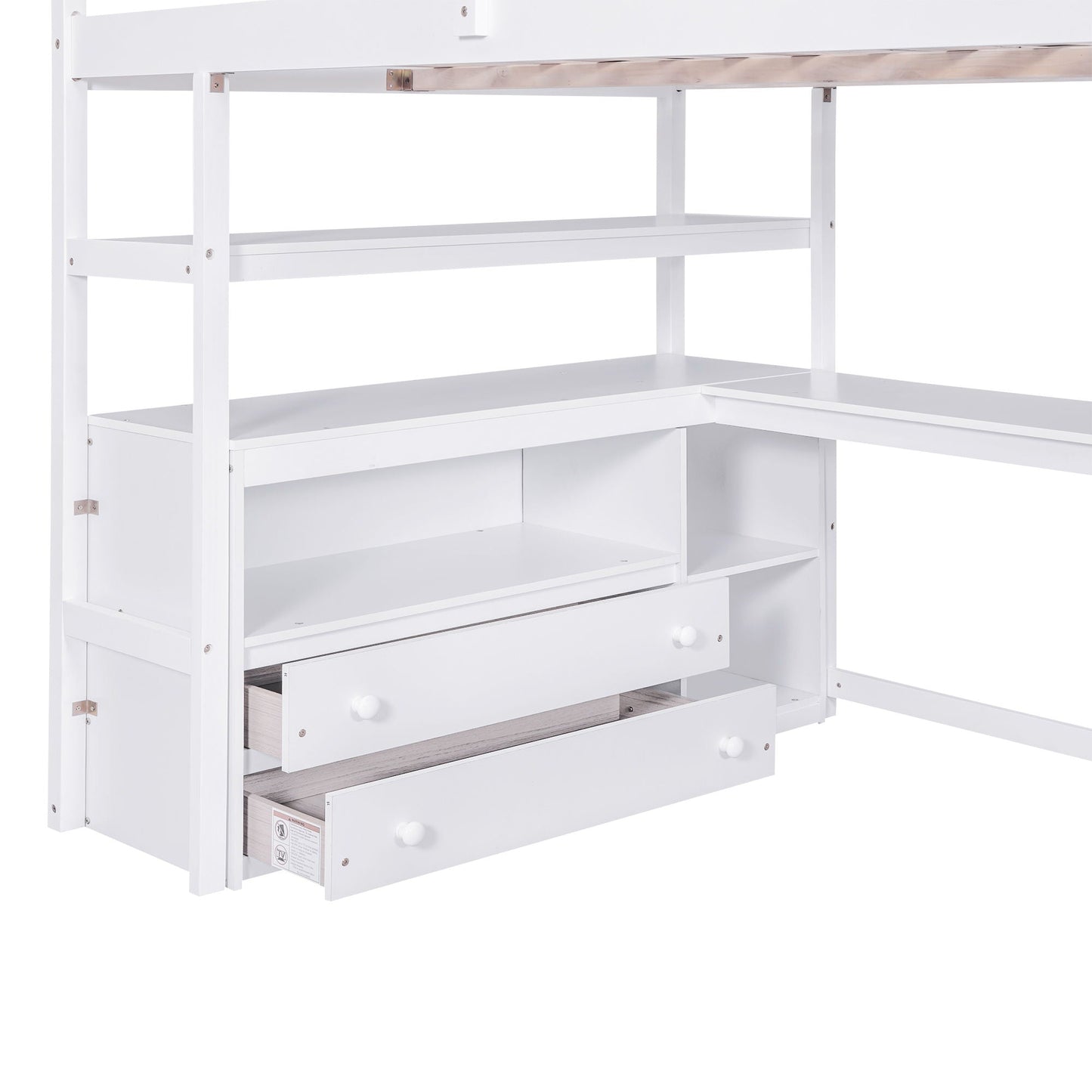 Loft bed with desk, shelves and 2 drawers with storage staircase in white by HouseOfZazla on Tampa Home & Garden Store