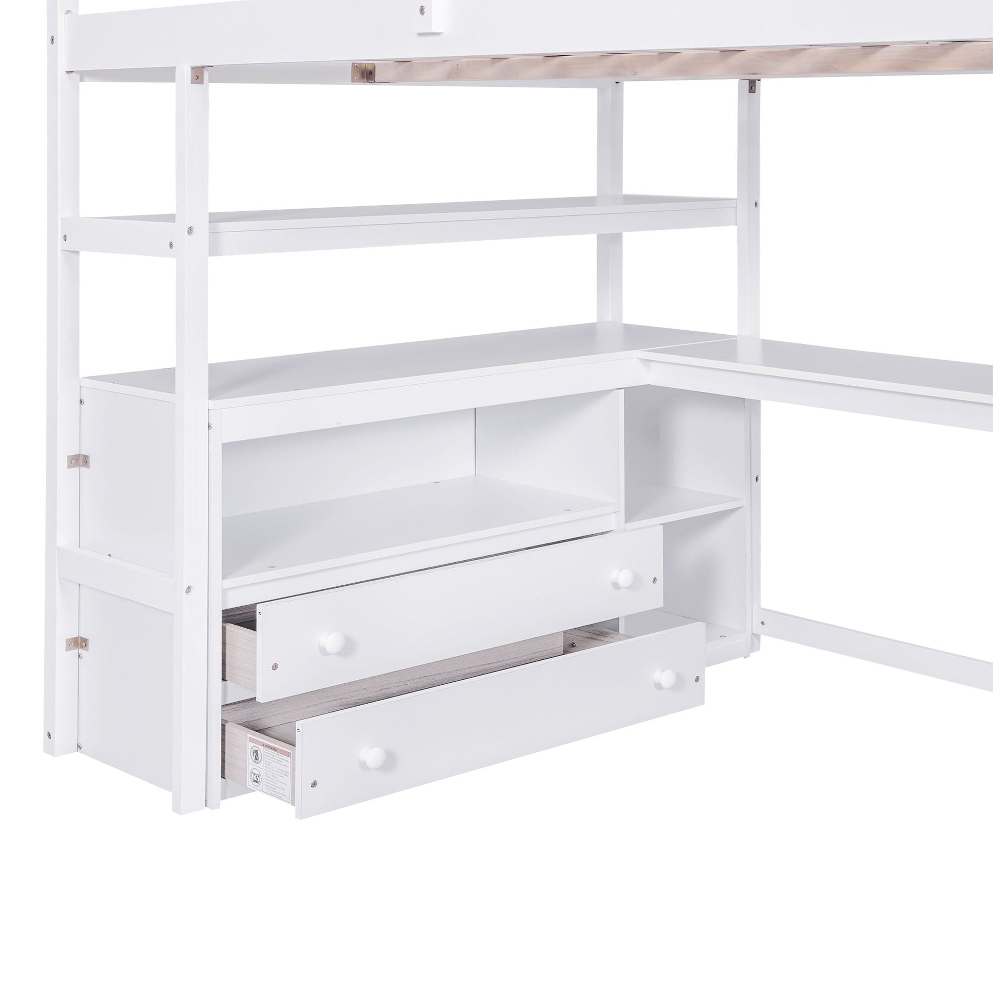 Loft bed with desk, shelves and 2 drawers with storage staircase in white by HouseOfZazla on Tampa Home & Garden Store