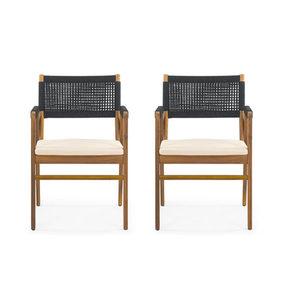 Outdoor Acacia Wood Dining Armchair and Cushions
