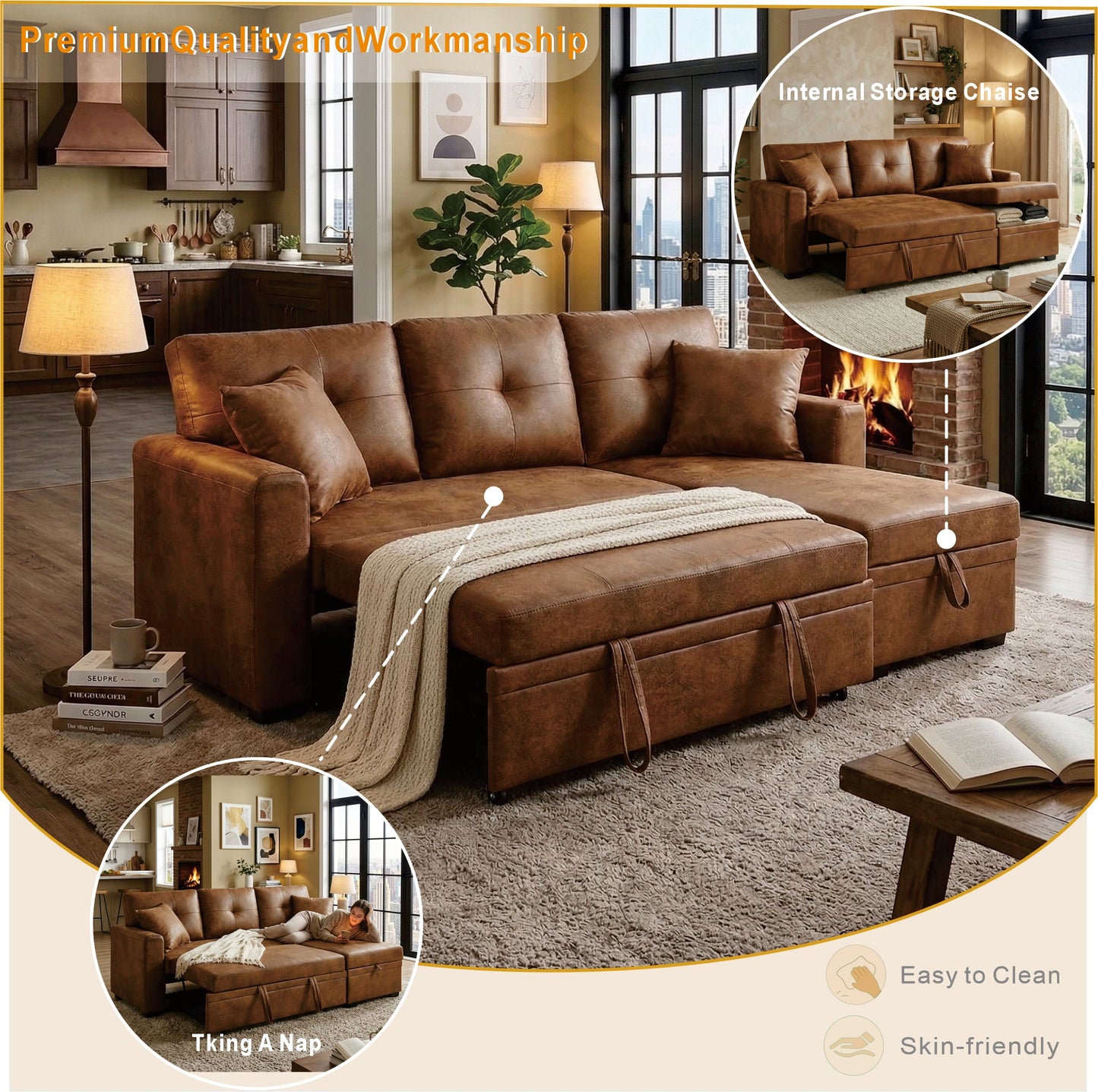 Reversible Chaise Sleeper Sofa and Guest Bed