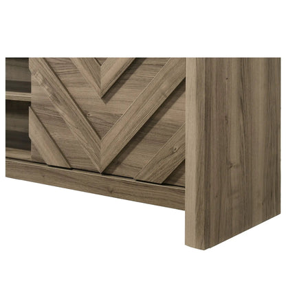 Chevron Patterned TV Stand in Light Brown