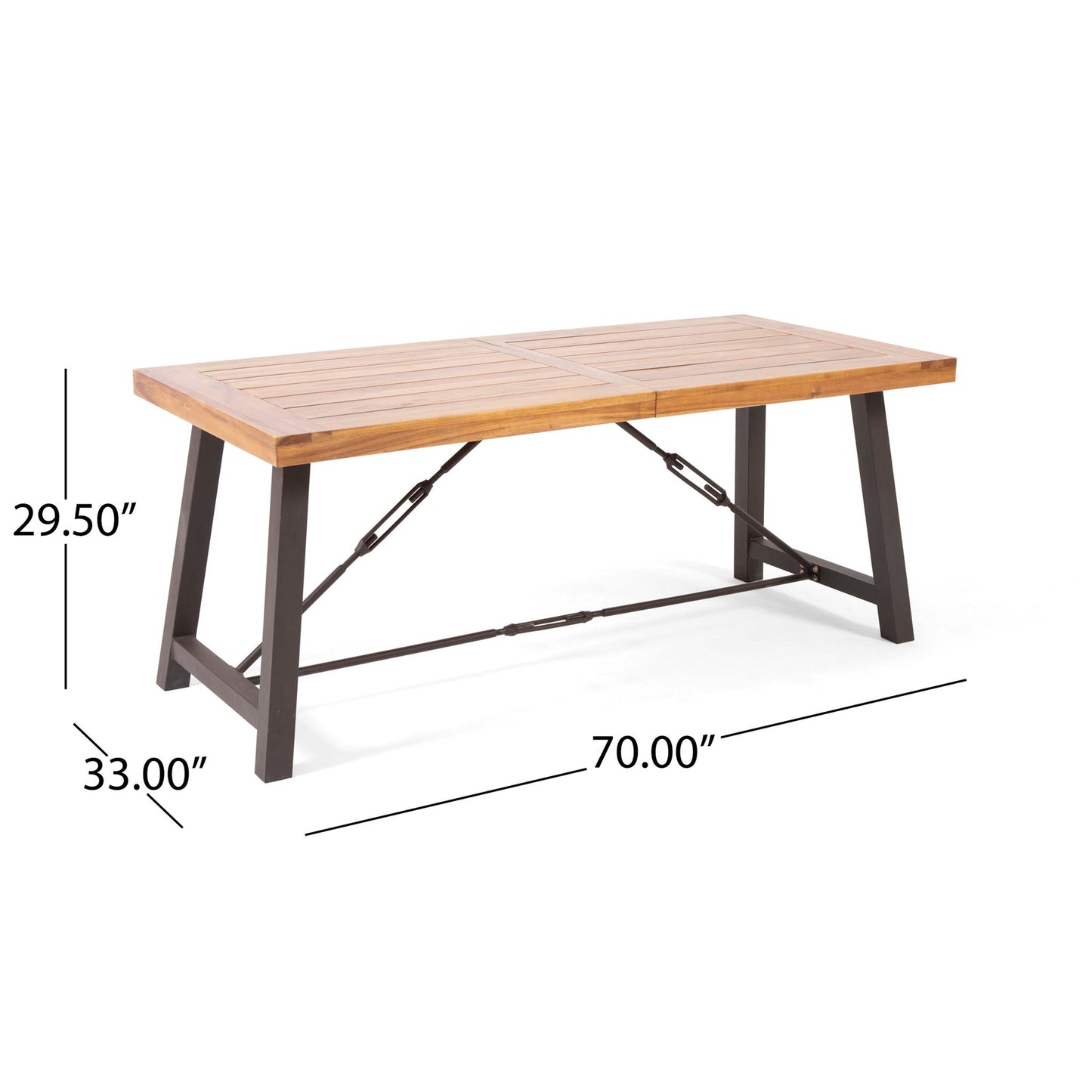 Acacia Wood Outdoor Dining Table And Iron Frame