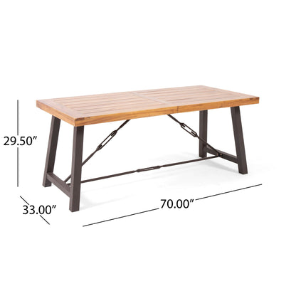 Acacia Wood Outdoor Dining Table And Iron Frame