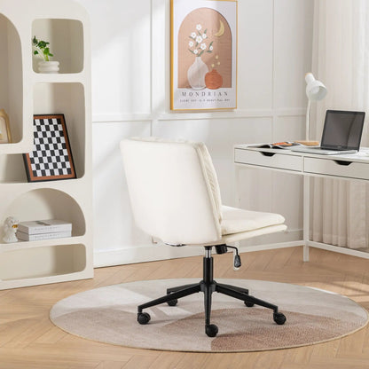 Bizerte adjustable swivel criss-cross chair with wide white seat for office or vanity use on Tampa Home & Garden Store