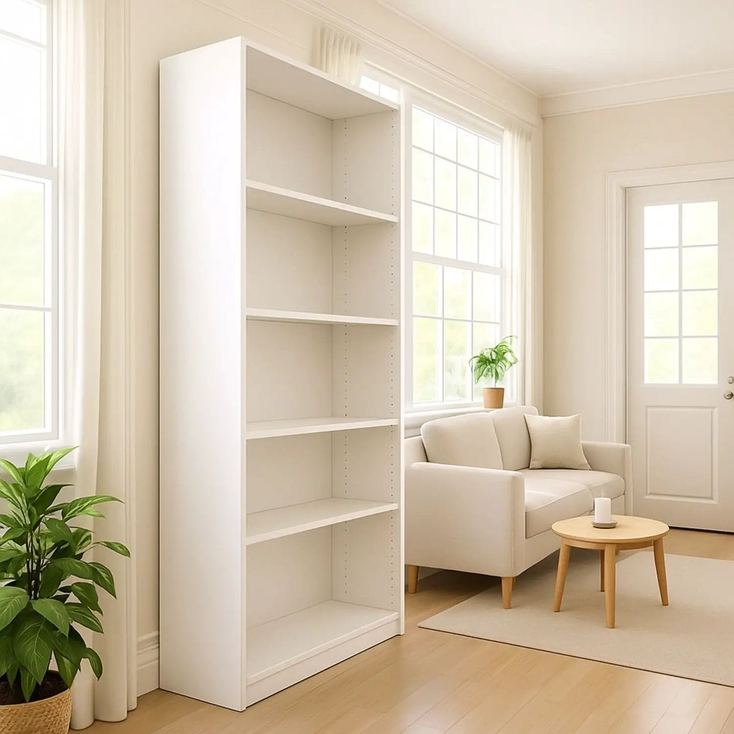 5 Tier Bookshelf Storage Cabinet with Anti-Tip Kit white finish by Unique Piece Furniture on Tampa Home & Garden Store