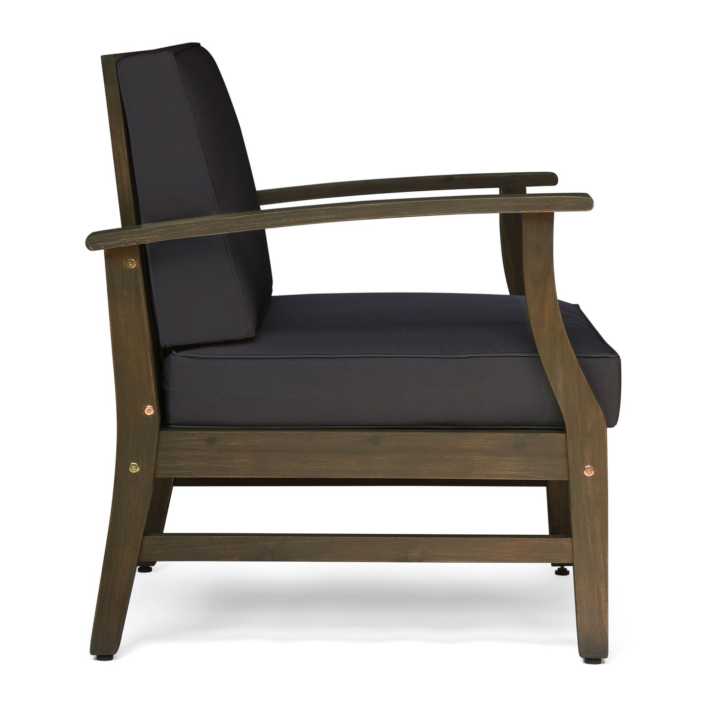 Perla Contemporary Club Chair by HouseOfZazla, water resistant cushion, dark wood outdoor frame on Tampa Home & Garden Store