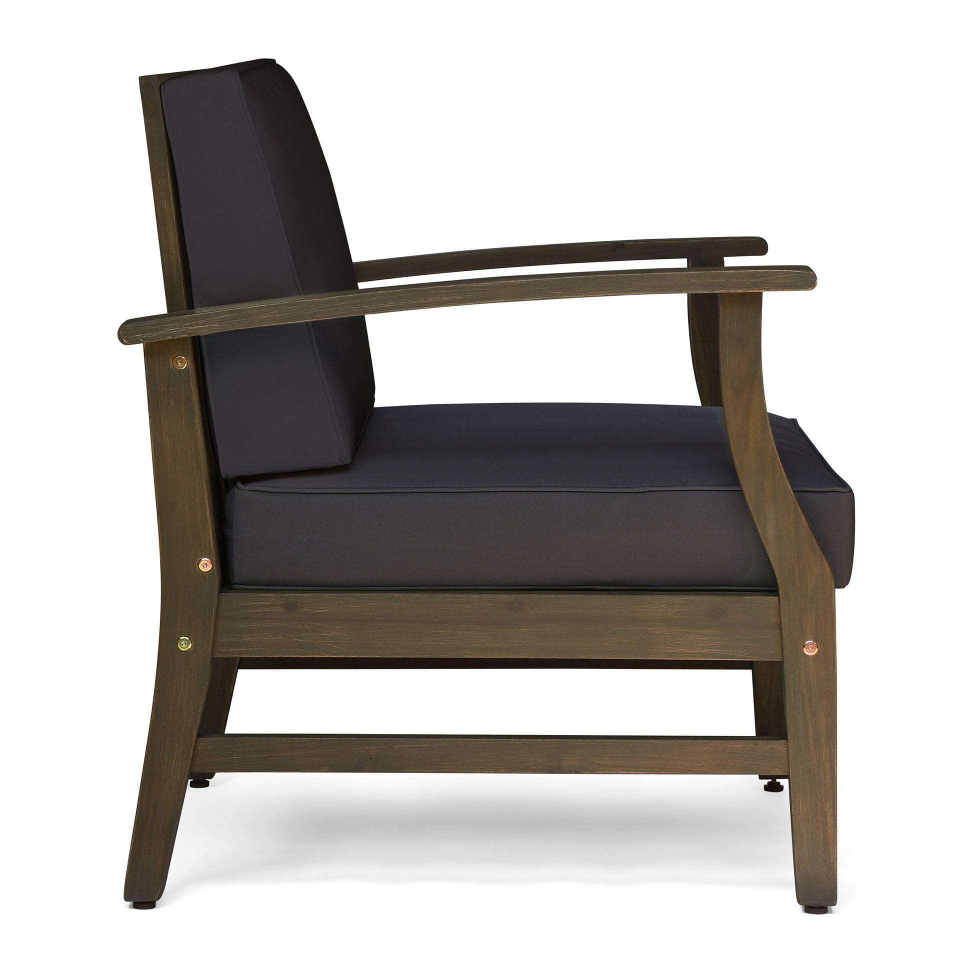 Perla Contemporary Club Chair by HouseOfZazla, water resistant cushion, dark wood outdoor frame on Tampa Home & Garden Store