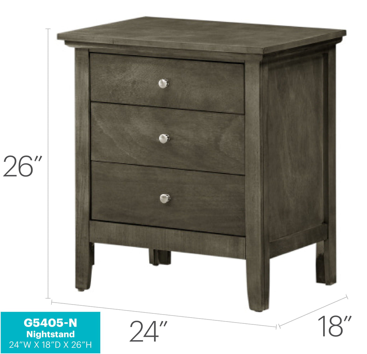 3 Drawer Nightstand with Dove-Tailed Drawers in dark espresso wood finish with chrome knobs HouseOfZazla on Tampa Home & Garden Store