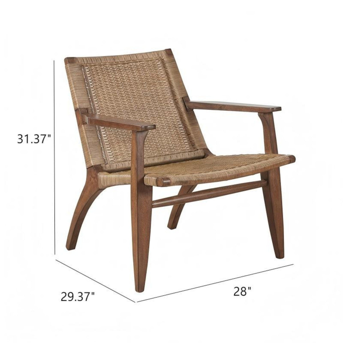 Natural accent chair with solid mahogany frame and woven rattan back by HouseOfZazla on Tampa Home & Garden Store