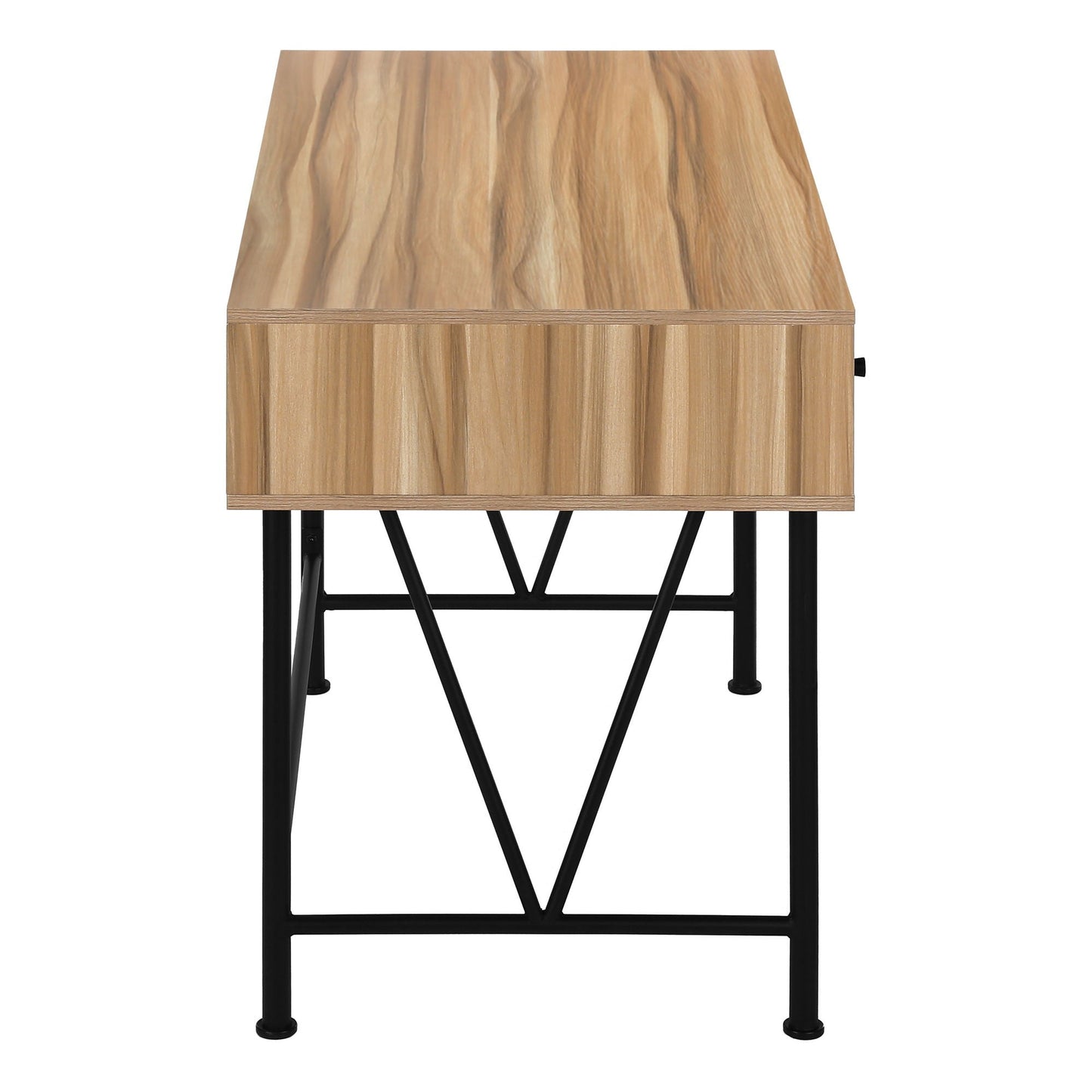 Writing desk by Unique Piece Furniture in wood finish with storage drawers and black metal legs on Tampa Home & Garden Store