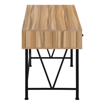 Writing desk by Unique Piece Furniture in wood finish with storage drawers and black metal legs on Tampa Home & Garden Store