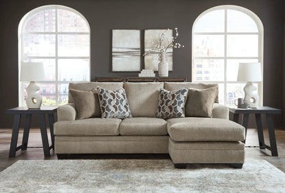Stonemeade 3-Piece Living Room Set beige fabric sofa with geometric pillows and two tables on Tampa Home & Garden Store