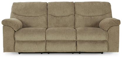 Alphons reclining sofa by Unique Piece Furniture in beige fabric, 3-seat with plush cushions on Tampa Home & Garden Store