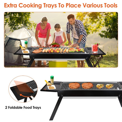 Foldable charcoal grill GemGear with shelf, portable camping unit, 2 trays on Tampa Home & Garden Store