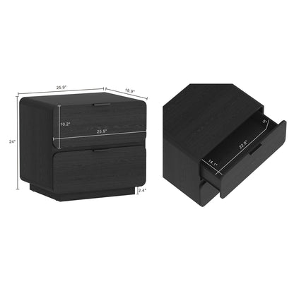 Modern two-drawer accent nightstand in black wood finish Chrystie by HouseOfZazla on Tampa Home & Garden Store