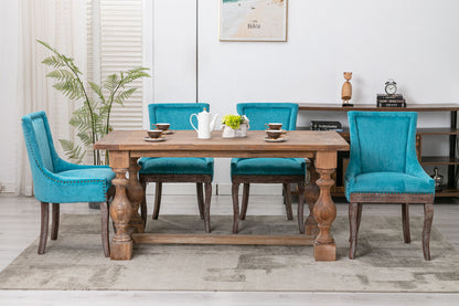 Ultra Side Dining Chair Nail Head set of 2 in teal upholstery with nailhead trim and wood legs on Tampa Home & Garden Store