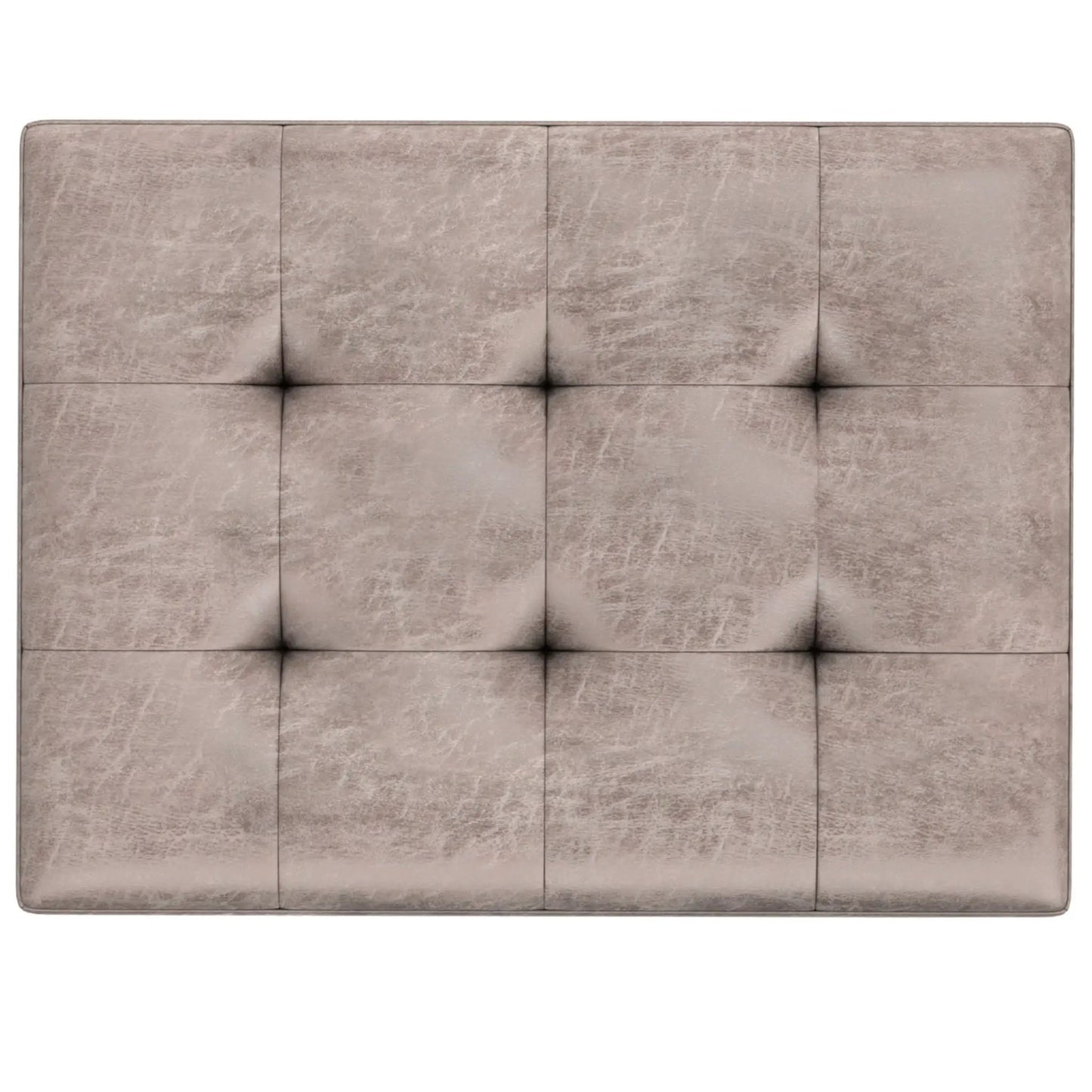 Shay large square coffee table storage ottoman in distressed beige upholstery mid-century style on Tampa Home & Garden Store