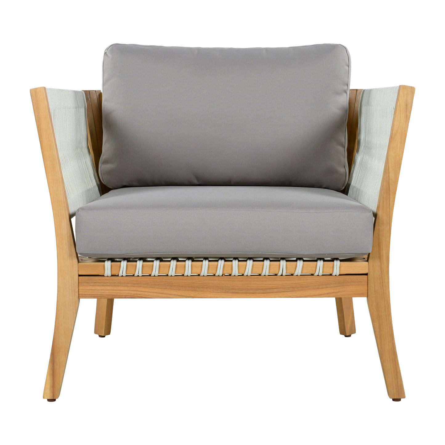 Acacia Wood Patio Chair and Woven Rope Accents
