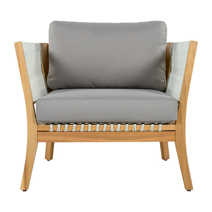 Acacia Wood Patio Chair and Woven Rope Accents