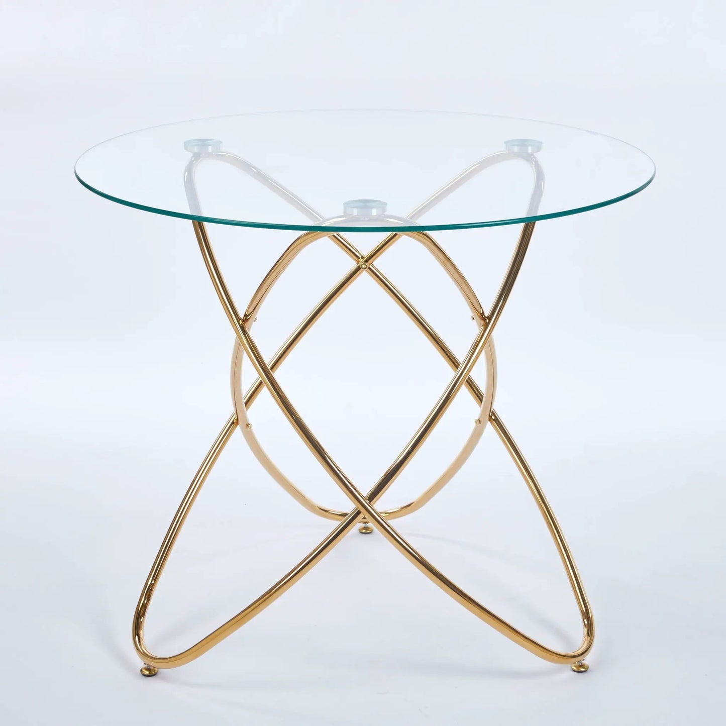 Metal Leg Dining Table with Tempered Glass Top