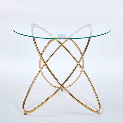 Metal Leg Dining Table with Tempered Glass Top