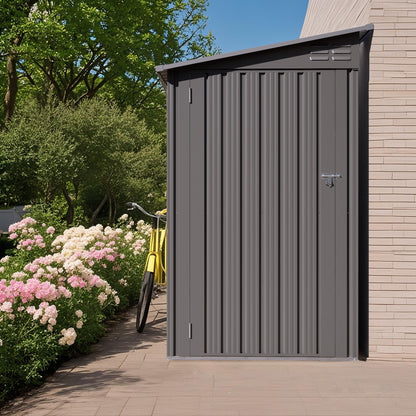 Lean-To Storage Shed with Windows and Sloping Roof in gray metal by HouseOfZazla on Tampa Home & Garden Store