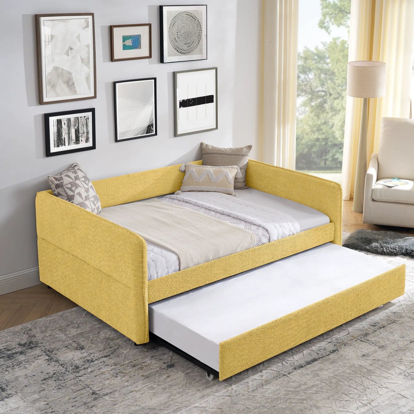 Upholstered Daybed With Pop Up Trundle For Guests