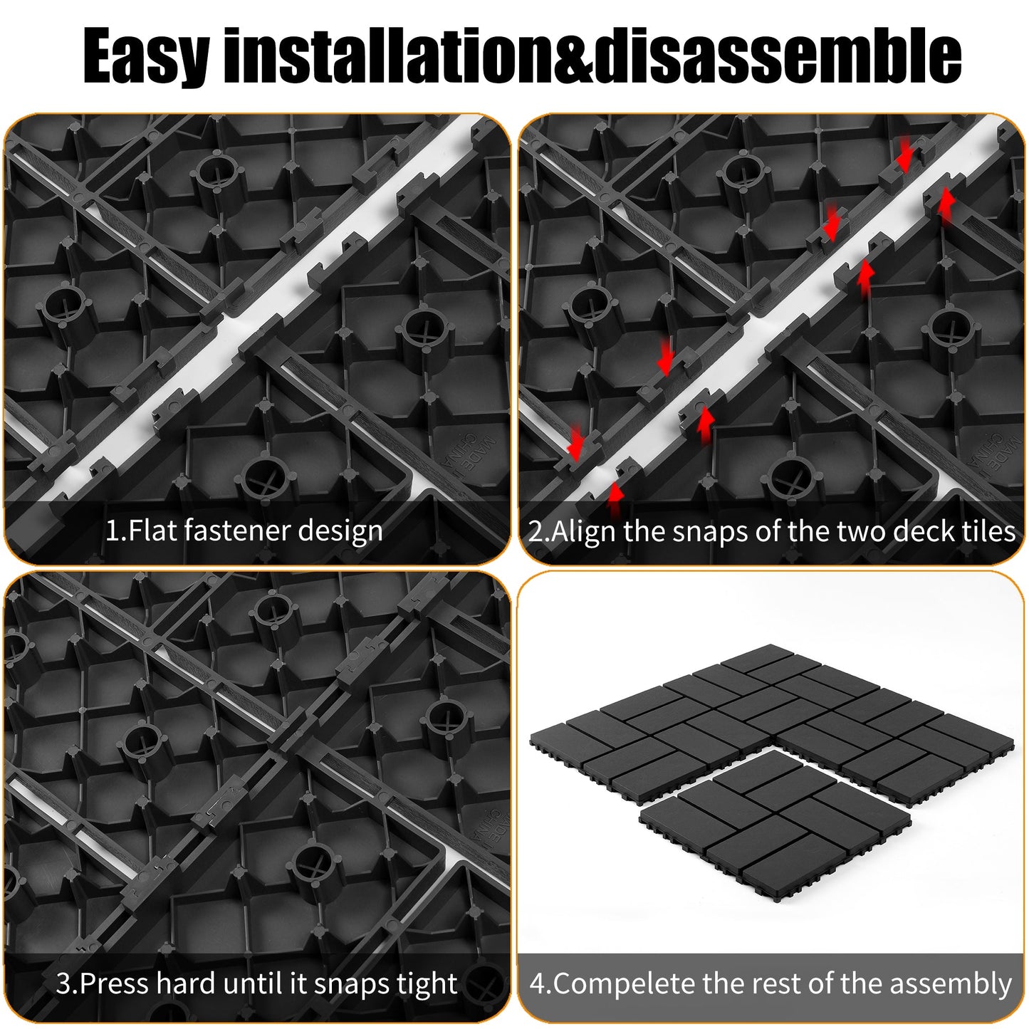 Set of 44 Plastic Interlocking Decking Tiles