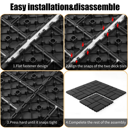 Set of 44 Plastic Interlocking Decking Tiles