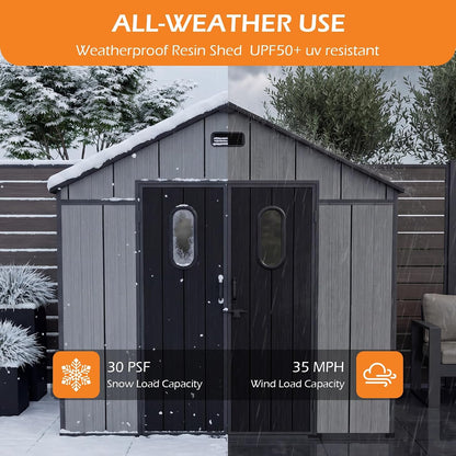 8x8 Resin Outdoor Storage Shed with a Floor