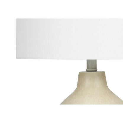 Concrete Table Lamp with Fabric Drum Shade