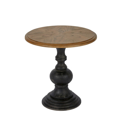 Reclaimed walnut accent table with ash veneer top, natural finish, black pedestal base on Tampa Home & Garden Store