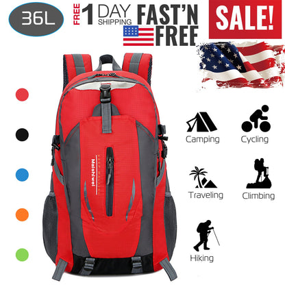 36L GemGear waterproof hiking backpack red with gray accents travel daypack on Tampa Home & Garden Store