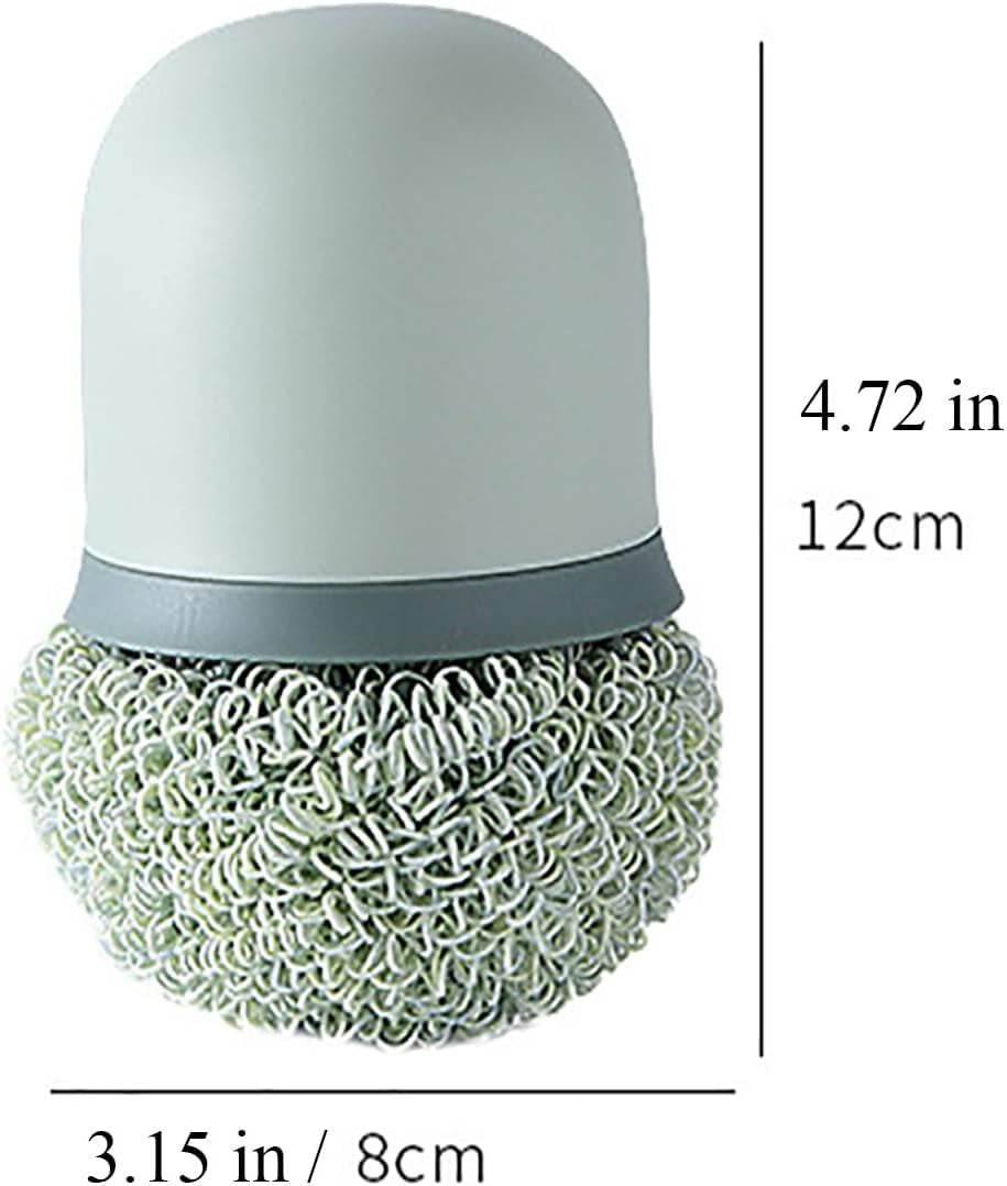 No-Scratch Kitchen Scrub Brush with Replaceable Fiber Scouring Balls – Anti-Scratch, Durable Handle for Non-Stick, Stainless Steel & Ceramic Cookware