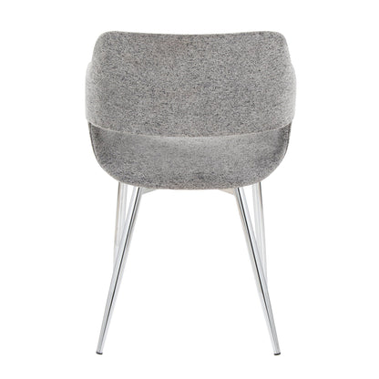 Contemporary dining chair with chrome metal legs in grey textured fabric by HouseOfZazla on Tampa Home & Garden Store
