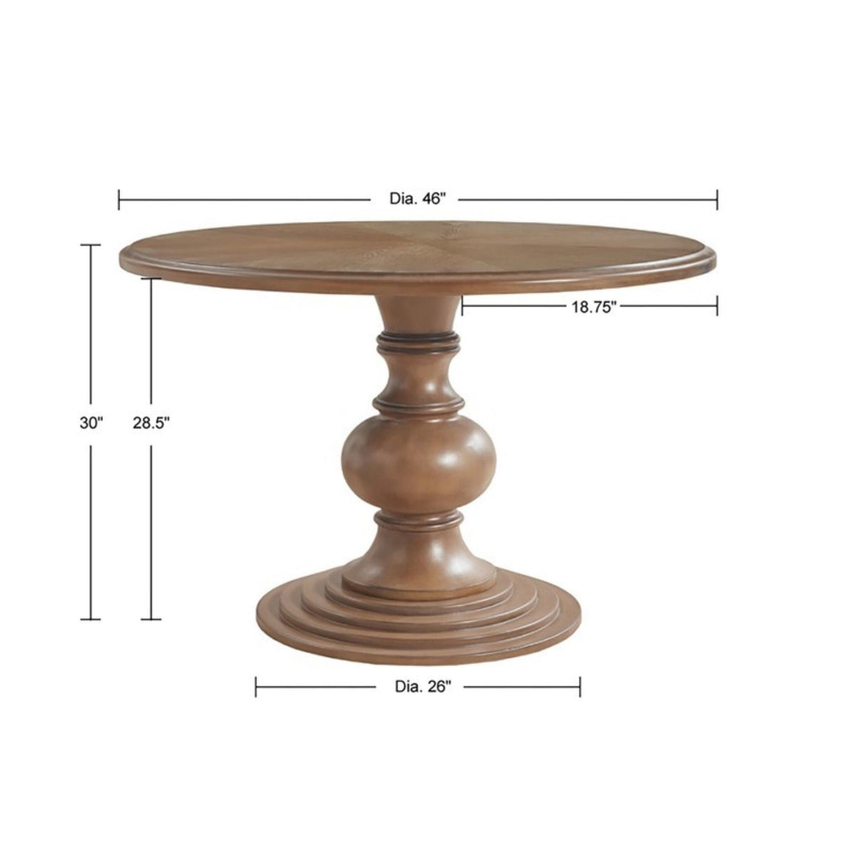 Walnut round pedestal dining table with diamond veneer top, 46-inch diameter, by HouseOfZazla on Tampa Home & Garden Store