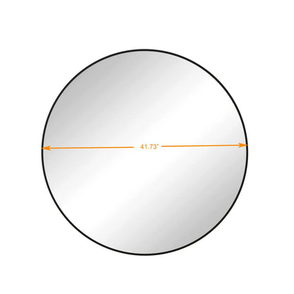 Wall circular mirror with black metal frame, round vanity mirror for bathroom, 41.73 in diameter Unique Piece Furniture on Tampa Home & Garden Store