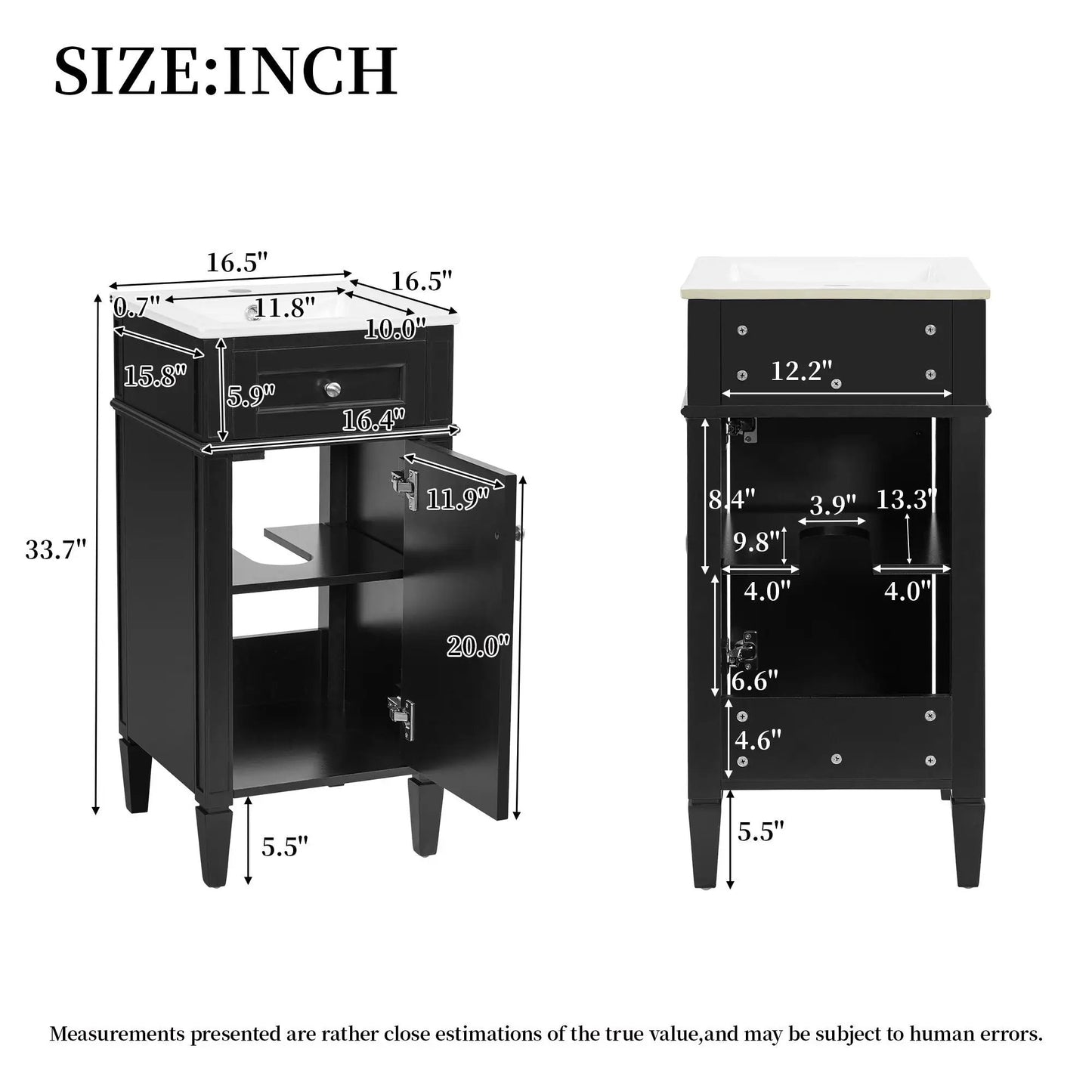 French Style Vanity With Sink and Solid Wood Legs
