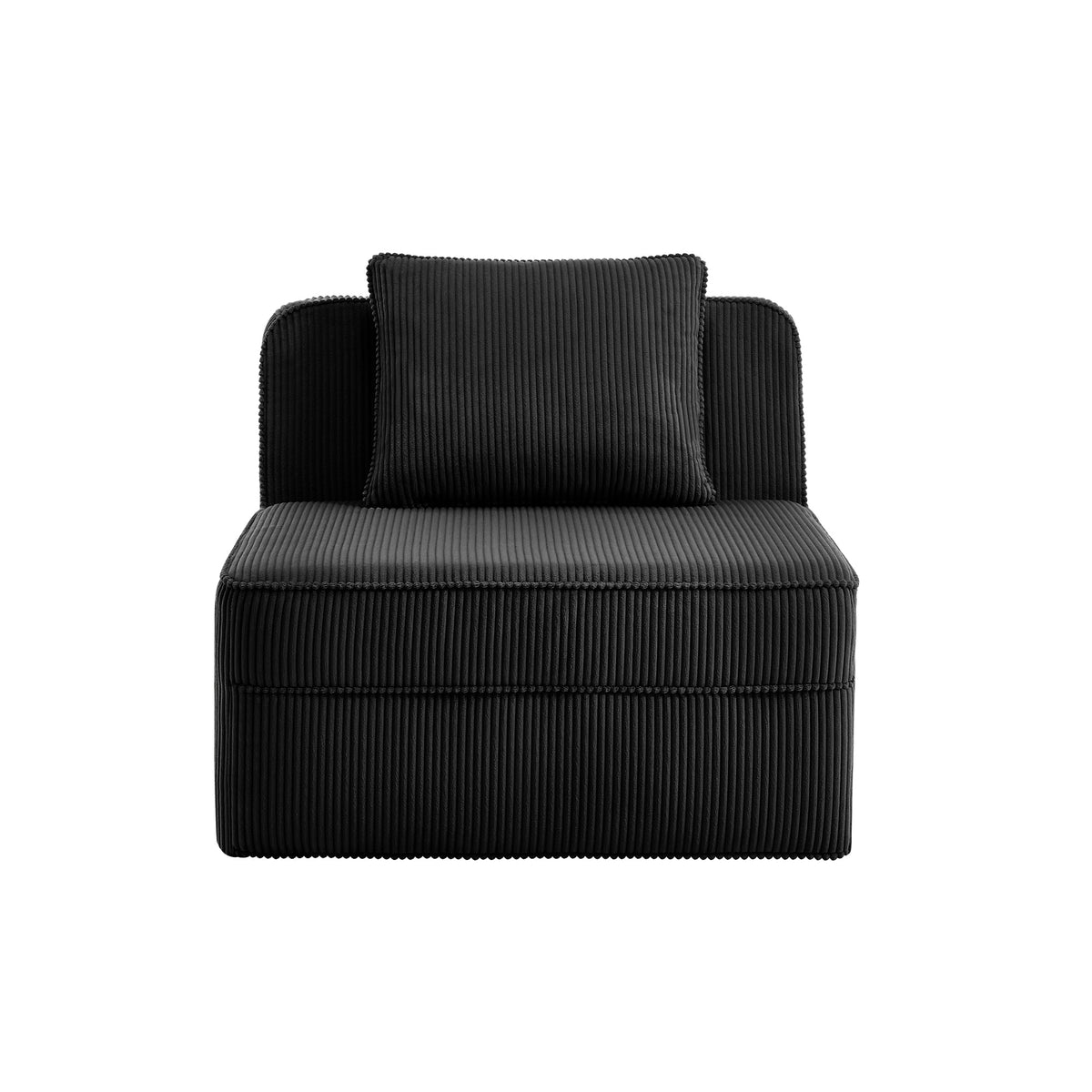 Modular Corduroy Armless Sofa and Plush Pillow