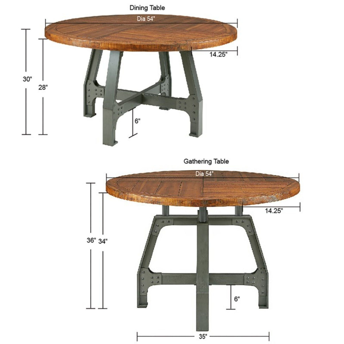 Round Walnut Dining Table, 54 in dia, adjustable height, HouseOfZazla on Tampa Home & Garden Store