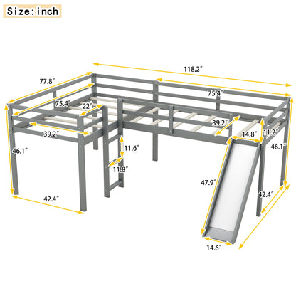 L Shaped Loft Bed With Ladder And Slide by HouseOfZazla, gray metal loft bed with ladder on Tampa Home & Garden Store