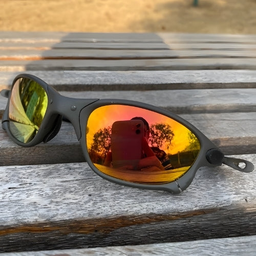 OutdoorPro Polarized Sunglasses by BikerZoneZ, black frame with mirrored UV400 lenses on Tampa Home & Garden Store