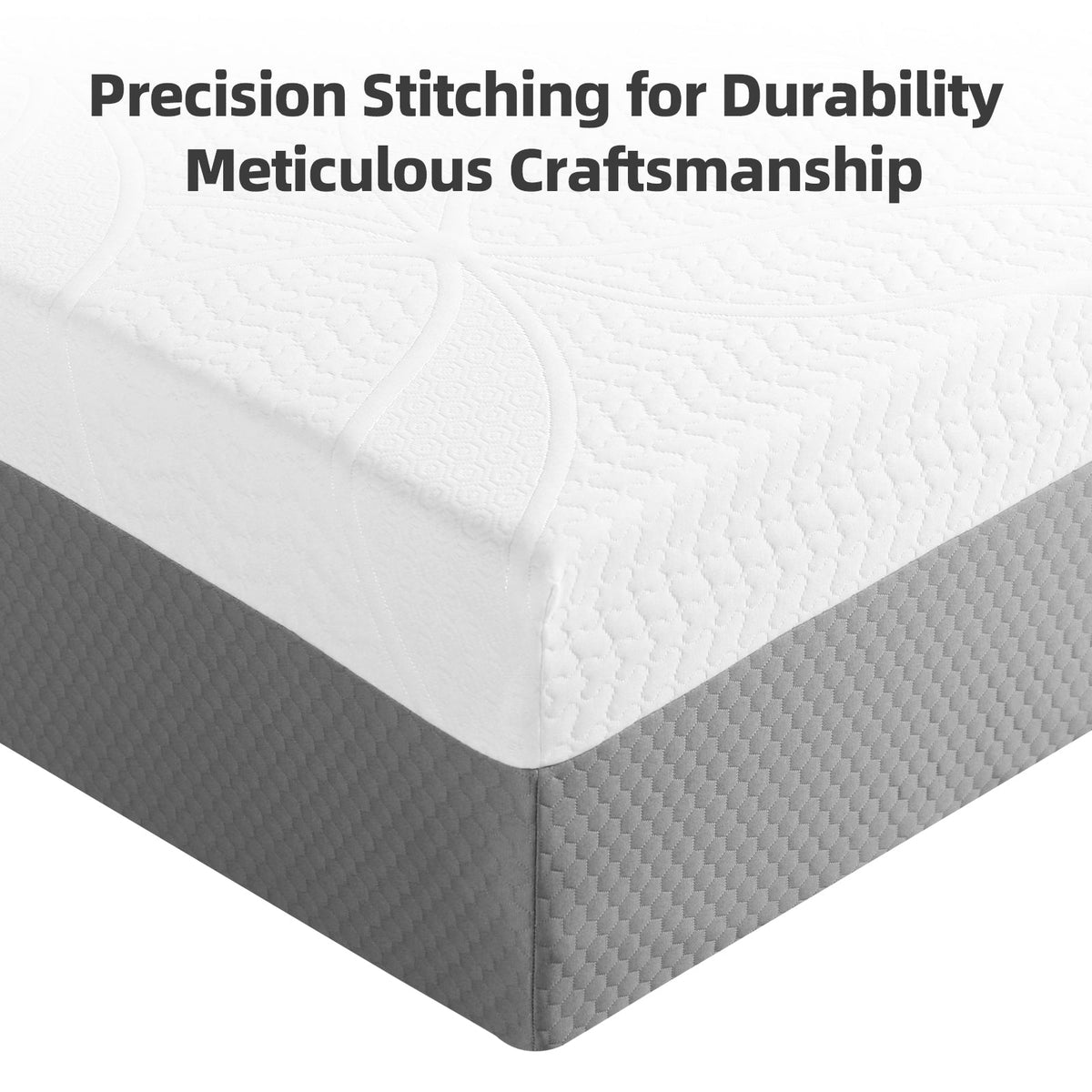 10-Inch Premium Queen Mattress white quilted top with gray side panels on Tampa Home & Garden Store