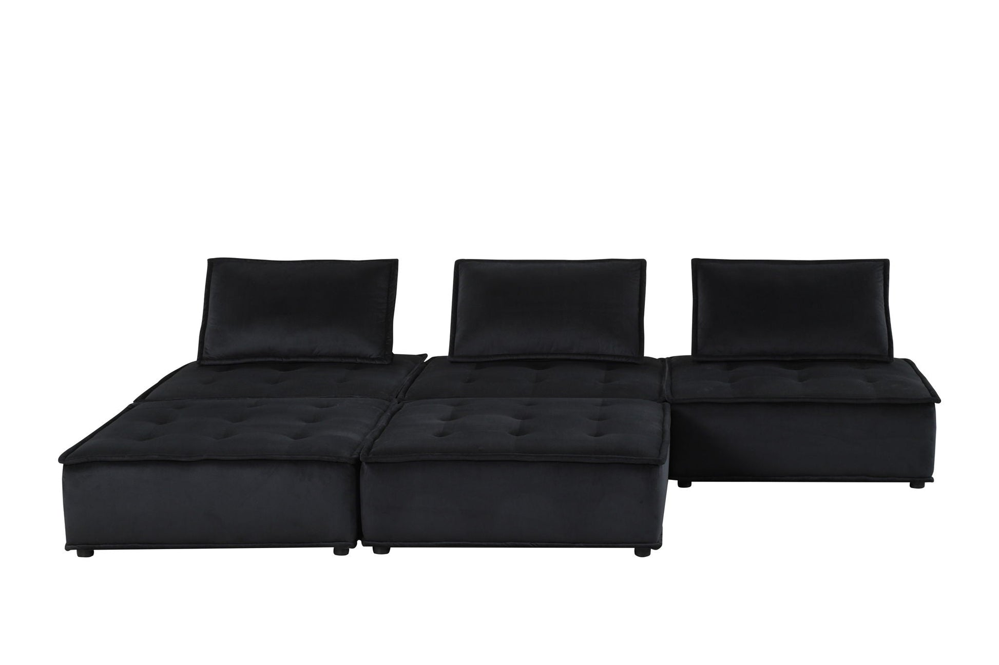 Anna black sectional sofa ottoman with tufted cushions, HouseOfZazla stationary unit on Tampa Home & Garden Store
