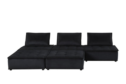 Anna black sectional sofa ottoman with tufted cushions, HouseOfZazla stationary unit on Tampa Home & Garden Store