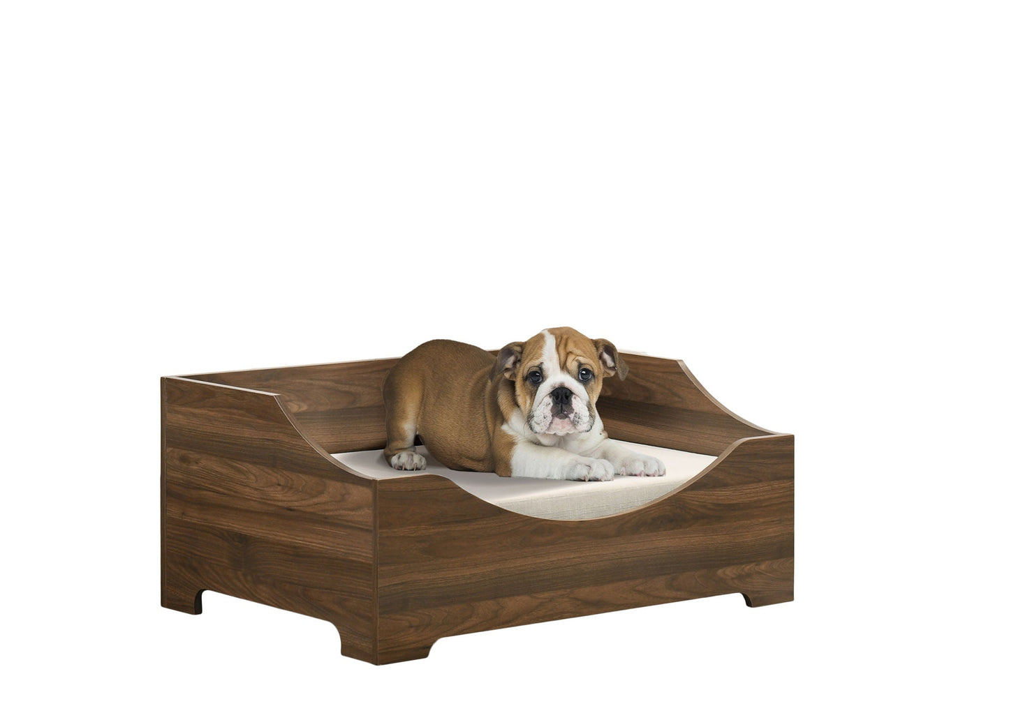 Gibson alder wood pet bed with cushion, brown finish for dogs on Tampa Home & Garden Store