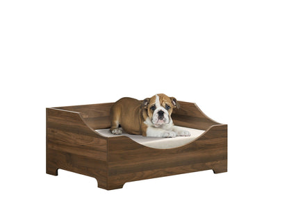Gibson alder wood pet bed with cushion, brown finish for dogs on Tampa Home & Garden Store