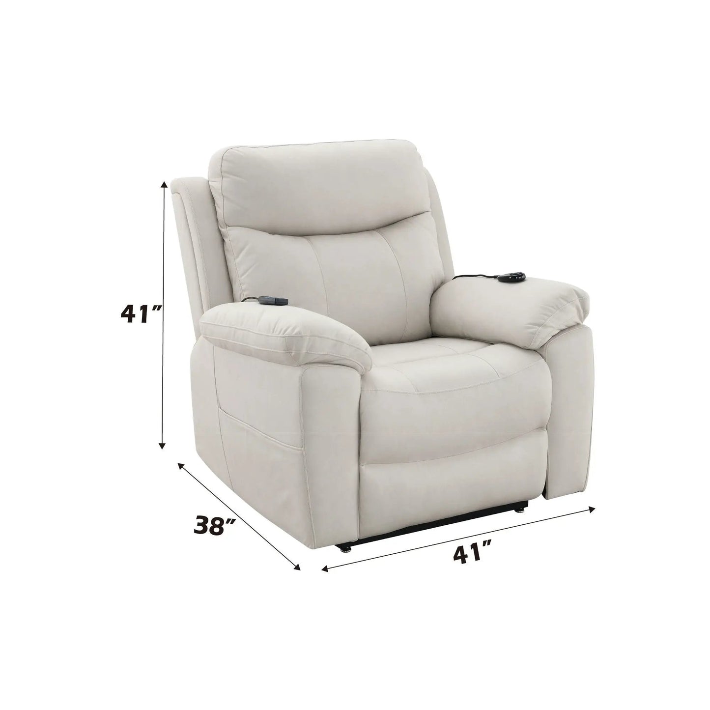 Chriki beige power motion recliner with lift, heating and massage on Tampa Home & Garden Store