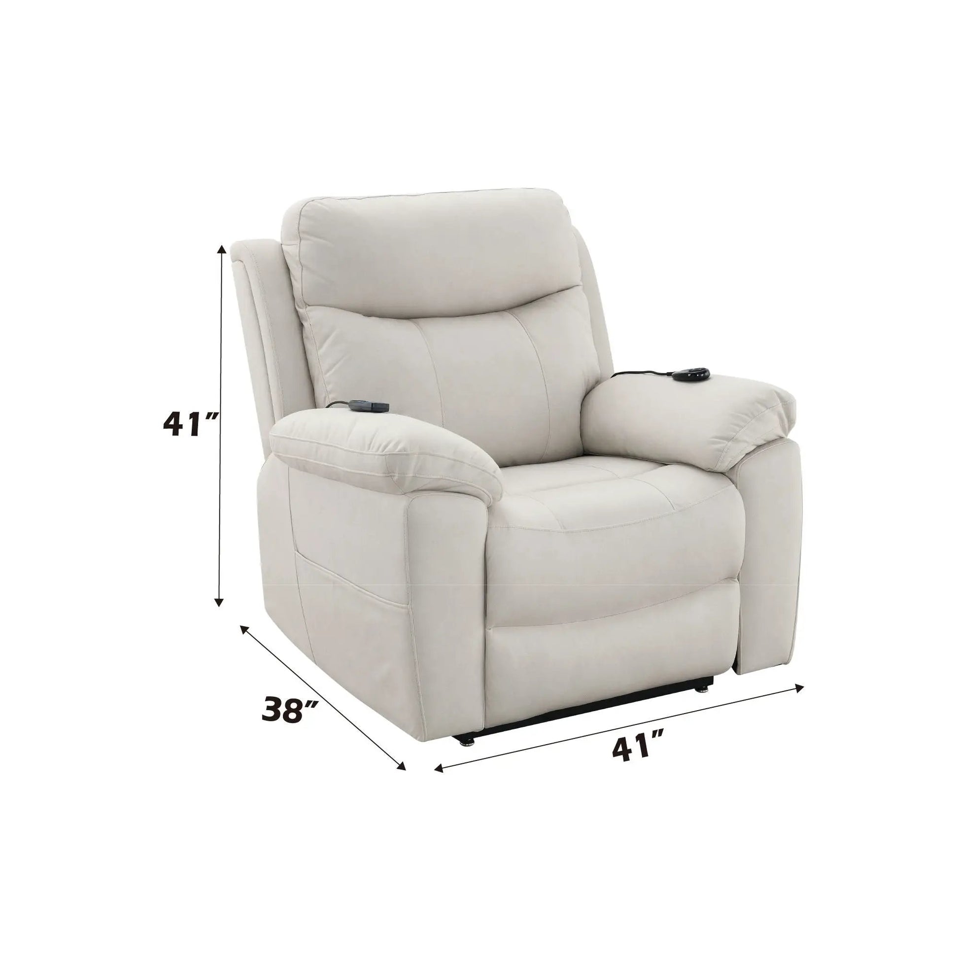 Chriki beige power motion recliner with lift, heating and massage on Tampa Home & Garden Store