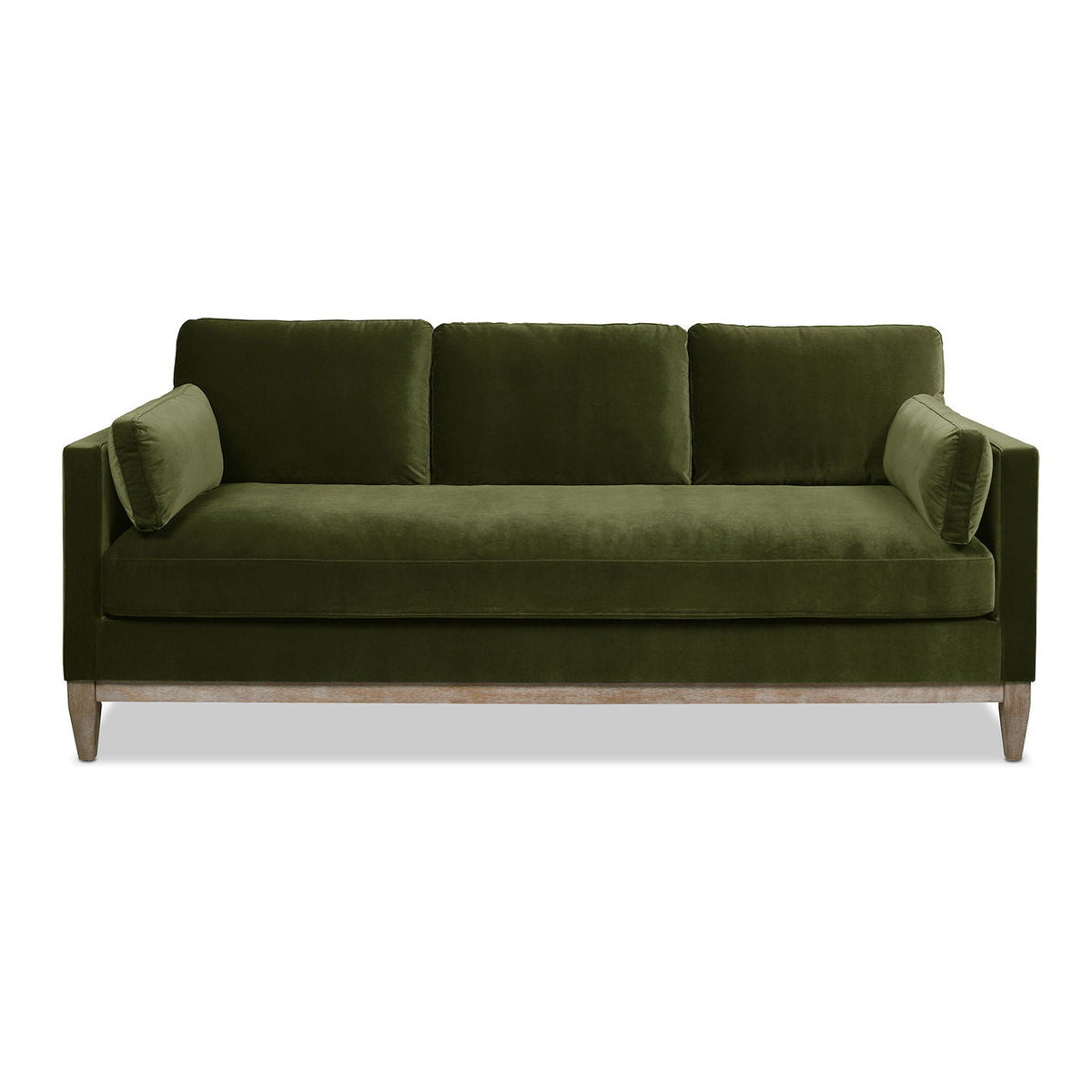 Knox Modern Farmhouse Sofa green velvet stationary sofa by HouseOfZazla with wood legs on Tampa Home & Garden Store